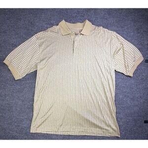 Bobby Chan Men's XL Light Brown / Beige Silk Cotton Golf Polo Shirt
